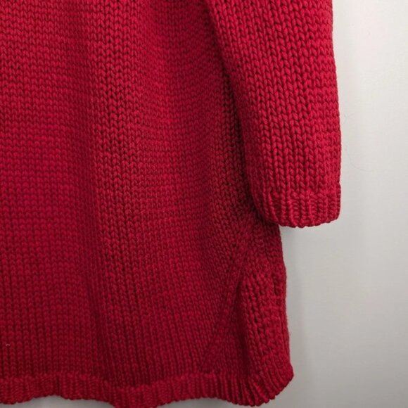 Vintage Northern Reflections Red  Knit 3 4 Sleeve V Neck Sweater Top Women Large - Picture 2 of 8